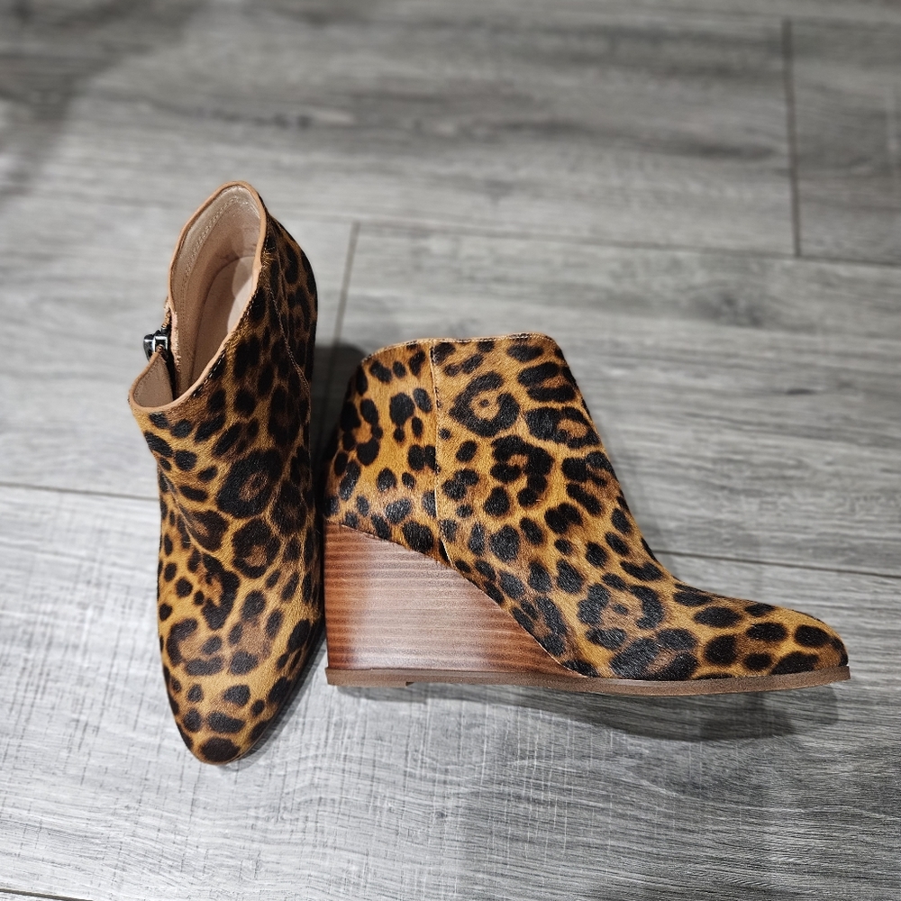 1.state leopard cowhide boho wedge bootie boots from Nordstrom size 7 - Picture 1 of 6